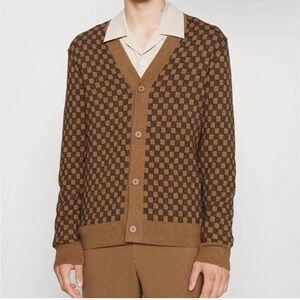 Brown Checkered Cardigan